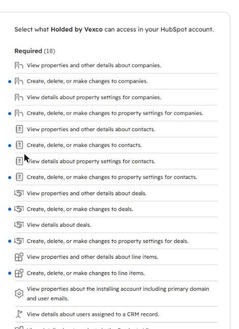 HubSpot permission screen during install.
